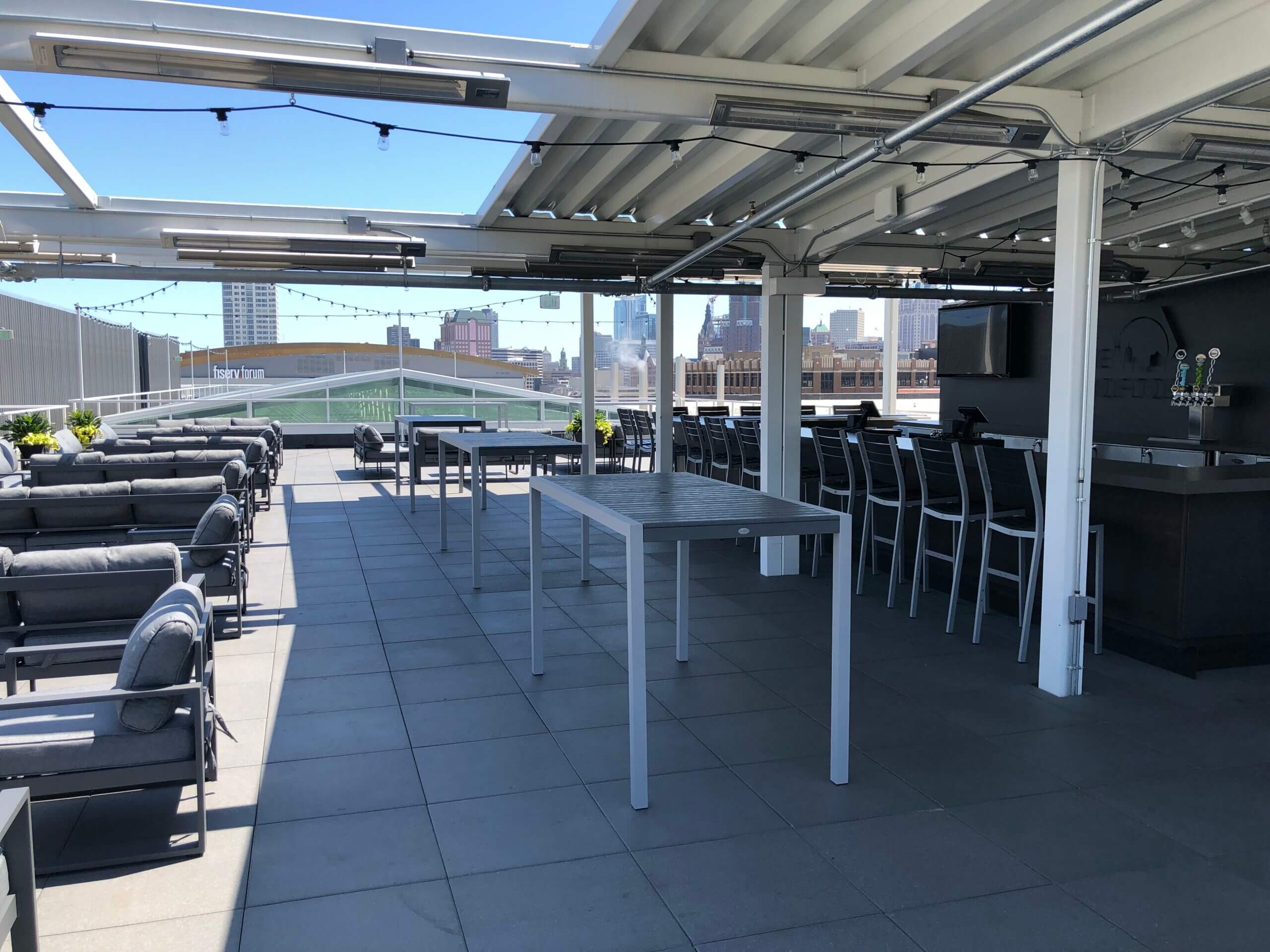 Rooftop at The 42 overlooking downtown Milwaukee